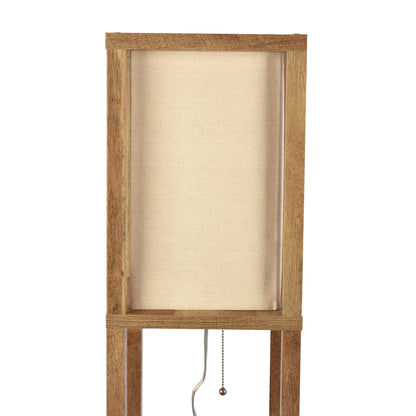 Pinnacle - Shelf Floor Lamp For Bedroom / Living Room, Long Shade - Natural Wood / White Ashcroft Furniture