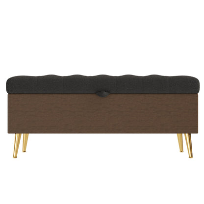 Modern Tufted Storage Ottoman Bench With Metal Legs Hearth and Haven