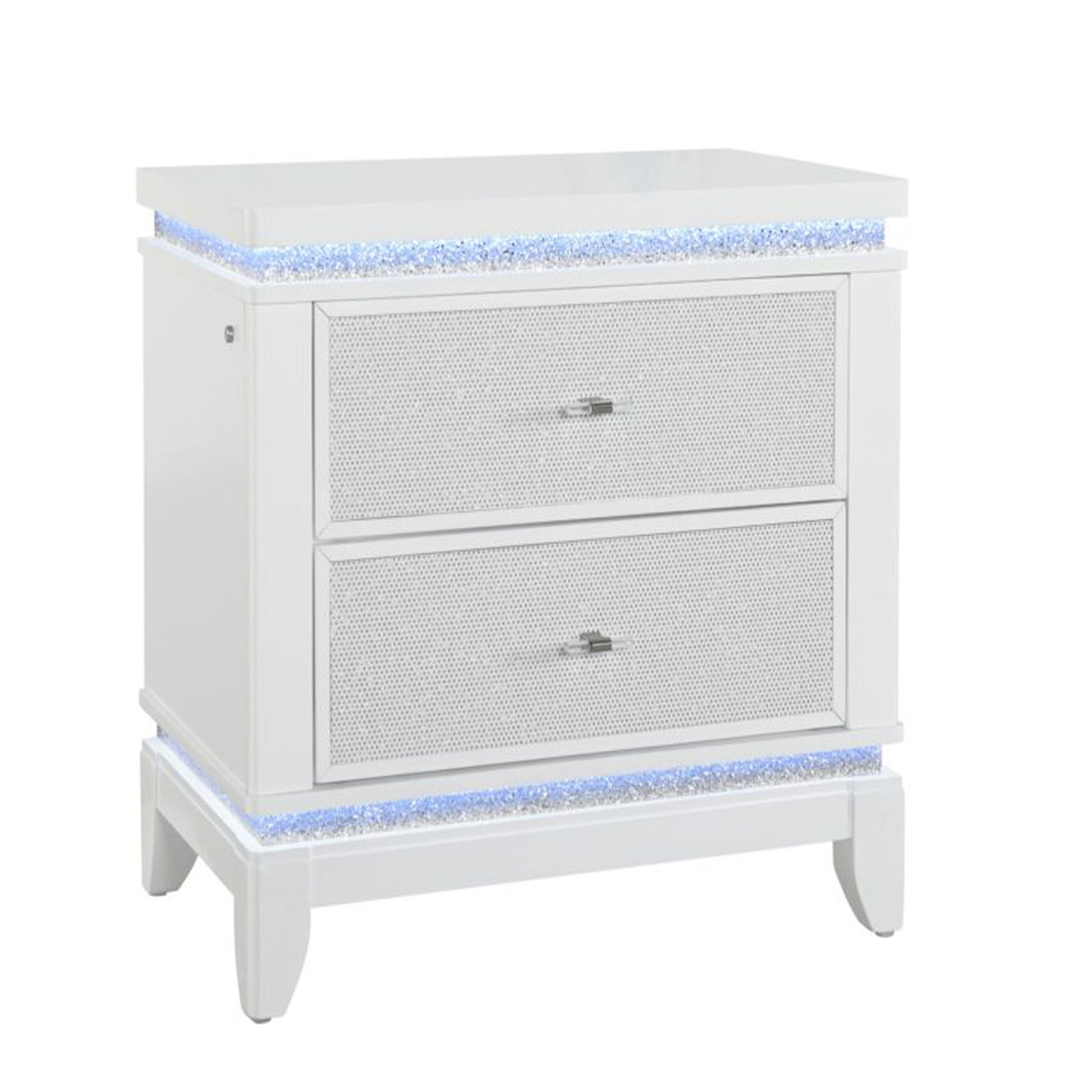 Adalid - Nightstand With Glittered Drawer Front And LED Lighting - White Global Furniture USA