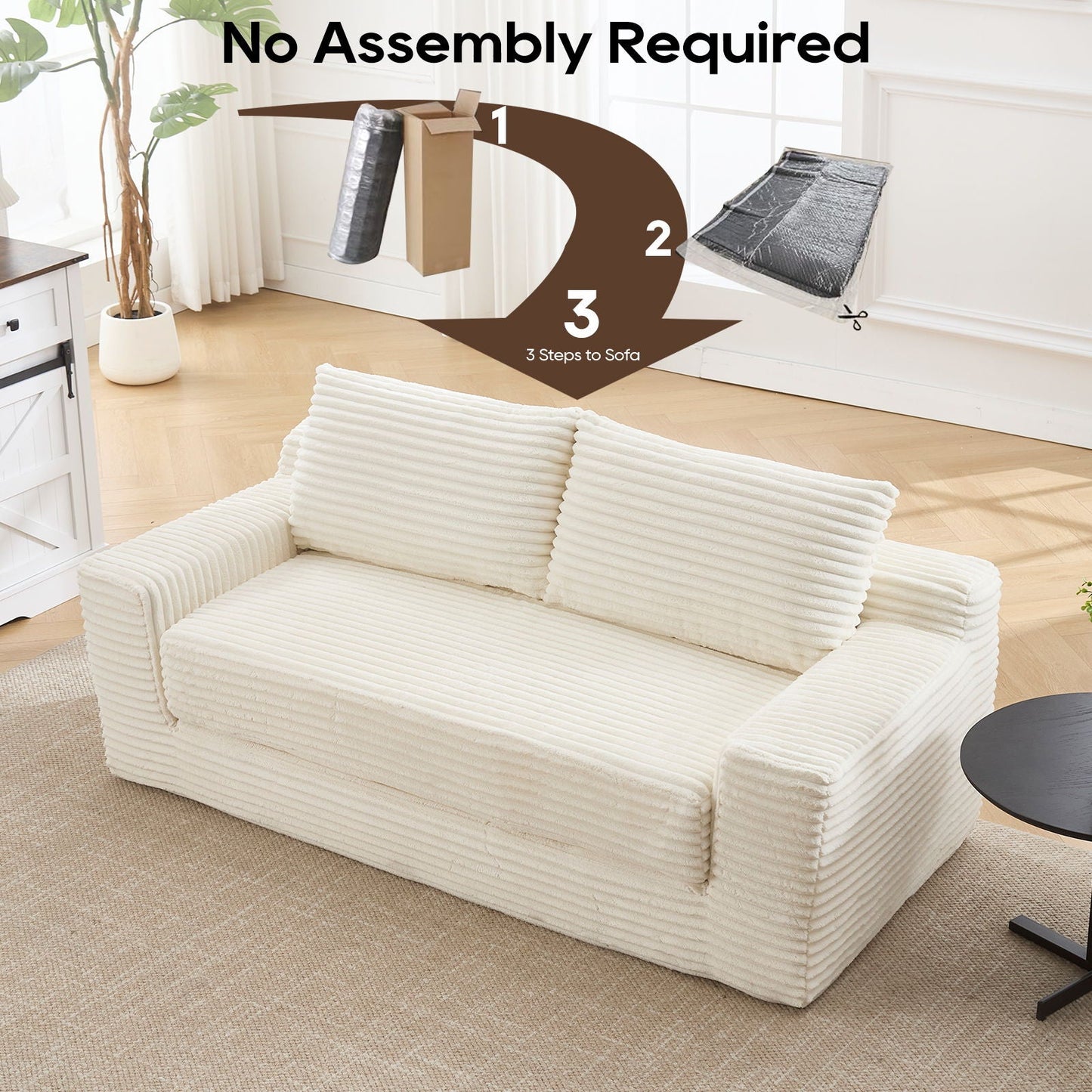 Convertible Loveseat Sofa Bed With Memory Foam & Steel Frame Home Essentials