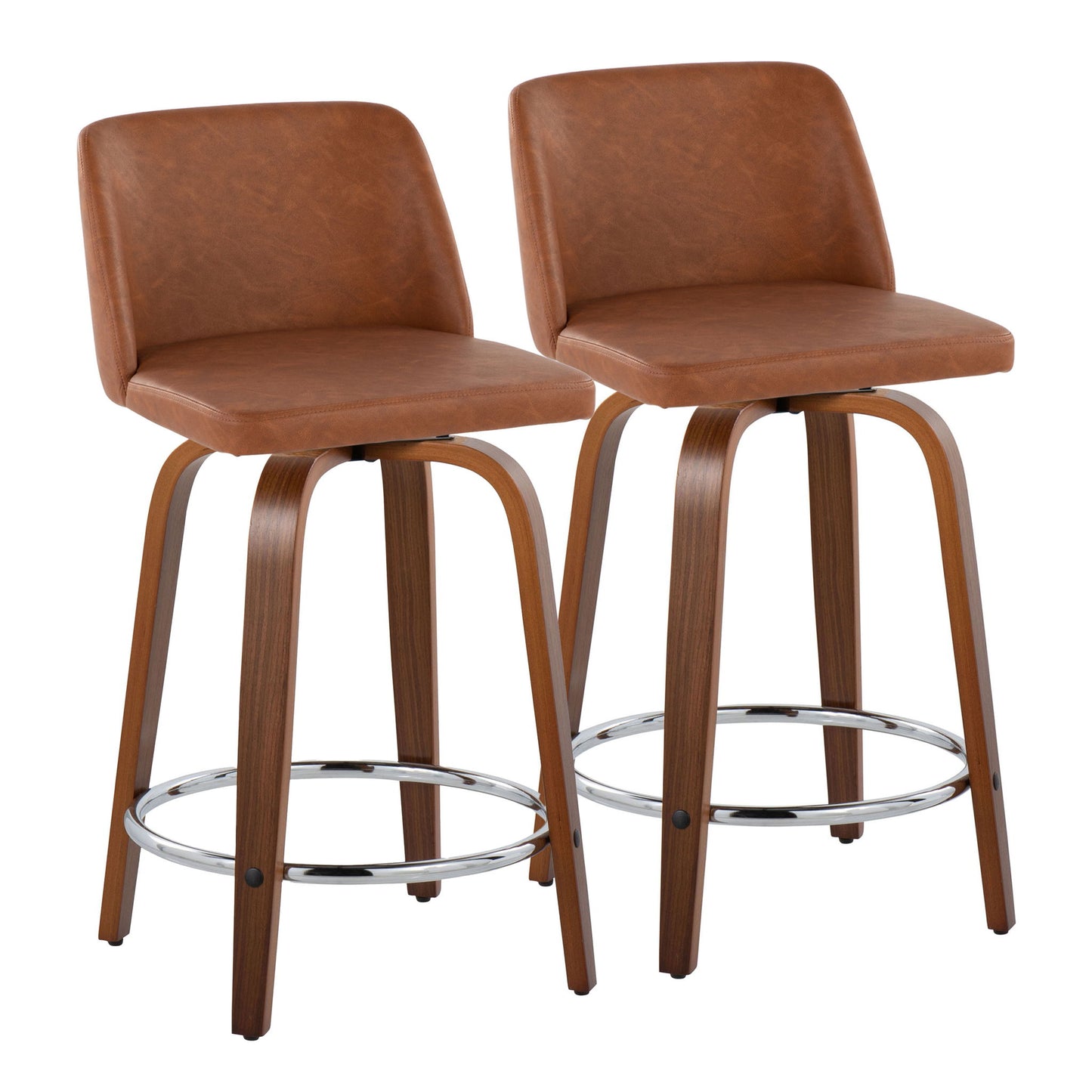 Toriano - Mid Century Modern Fixed Height Counter Stool With Swivel With Round Footrest (Set of 2) Lumi Source