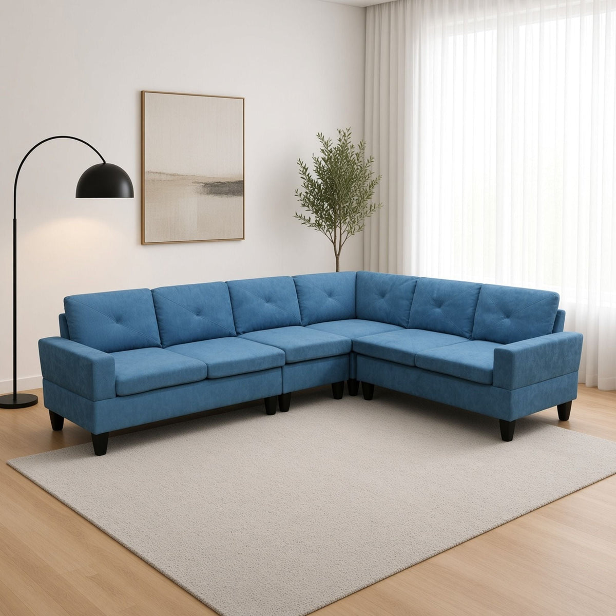 Modular L - Shaped Sectional Sofa 6 Seater 4 Piece Couch With Chaise Home Essentials
