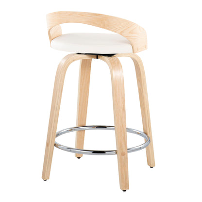 Grotto - Contemporary Fixed Height Counter Stool & Swivel, Round Footrest (Set of 2) Lumi Source