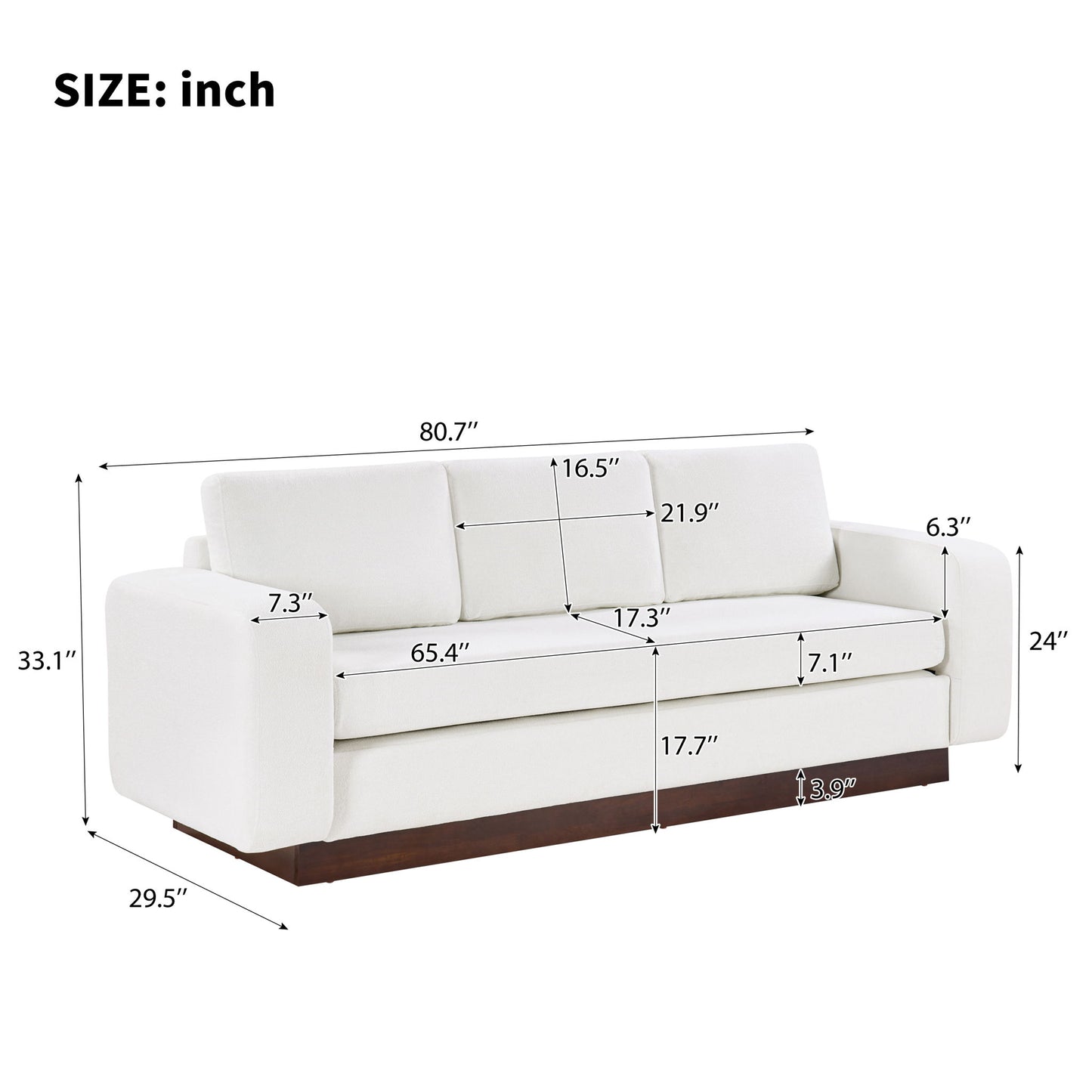 Modern 3 Seater Sofa, Living Room Couch Noble House