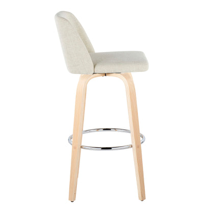 Toriano - Contemporary, Fixed Height Barstool Swivel & Round Footrest (Set of 2) Lumi Source