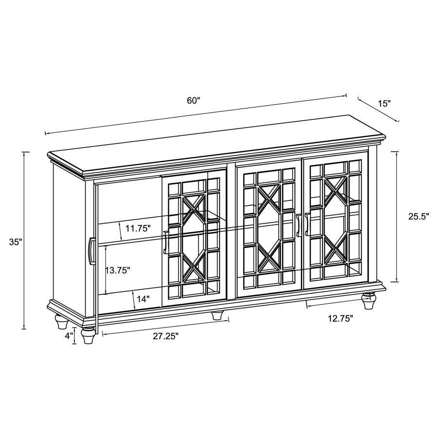 Kovu - 4 Door Wood Lattice Storage Accent Cabinet - Black