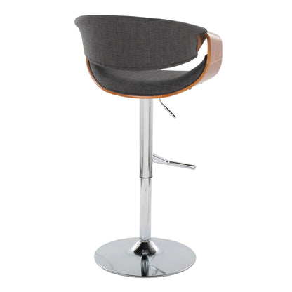 Curvo - Mid Century Modern Adjustable Barstool With Swivel With Straight T Footrest Lumi Source