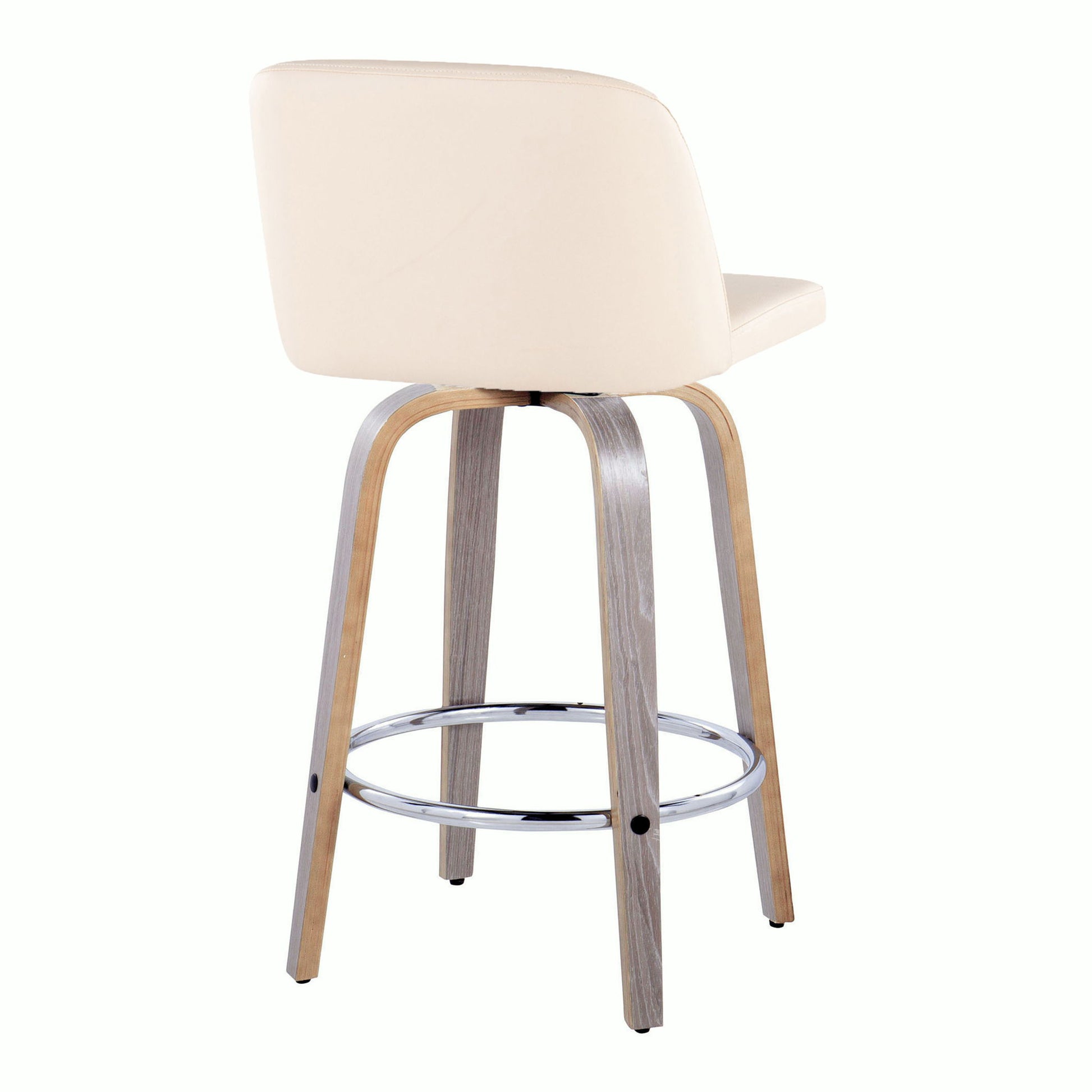 Toriano - Contemporary Fixed Height Counter Stool With Swivel & Round Footrest Modern Design (Set of 2) Lumi Source