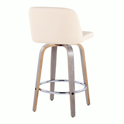 Toriano - Contemporary Fixed Height Counter Stool With Swivel & Round Footrest Modern Design (Set of 2) Lumi Source