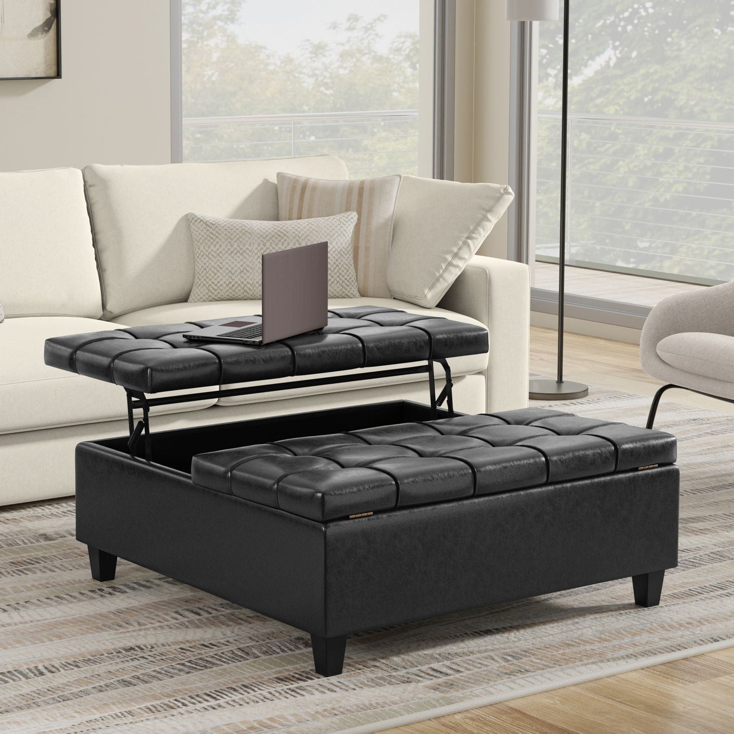 Harrison - Upholstered Coffee Table Storage Ottoman Simpli-Home