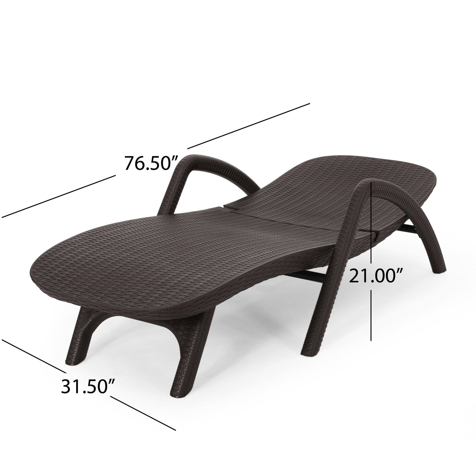 Polypropylene Resin Chaise Lounge With Hand Crafted Details - Dark Brown Noble House