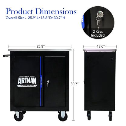 Movable Lockable Double Door Partition With Lock Multi Functional Hardware Storage Tool Car Auto Repair Locker - Black / Blue Daily Nest