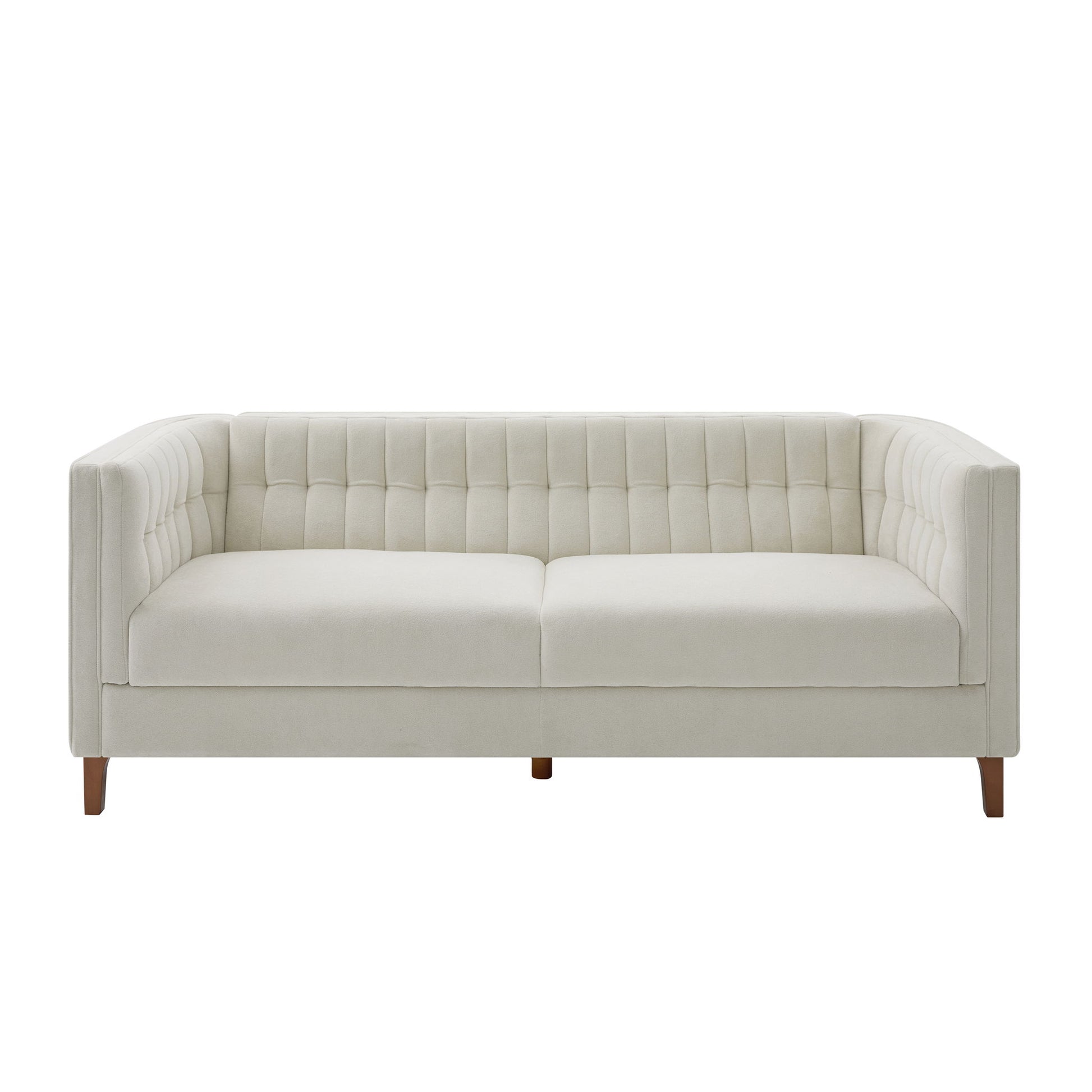 Modern 3 Seater Sofa, Upholstered Couch With Curved Armrests Noble House