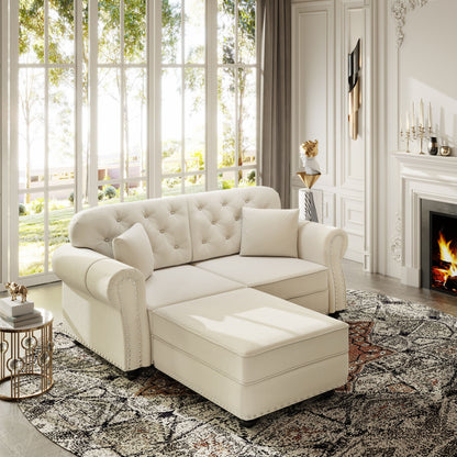 Upholstered Sofa Set With Nailhead Trim And Rolled Armrests, Includes Pillows Home Essentials