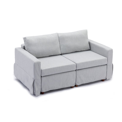 2 Seat Module Sectional Sofa Couch With 2 Ottoman For Living Room, Seat Cushion And Back Cushion Non-Removable And Non-Washable