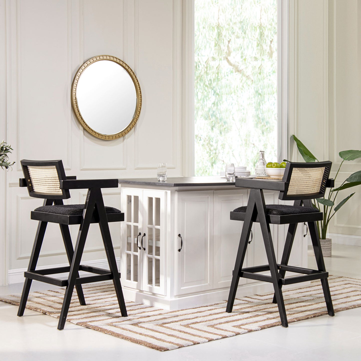 Milan - Modern Webbing Back Stool With Arms (Set of 3) Jennifer Taylor Home