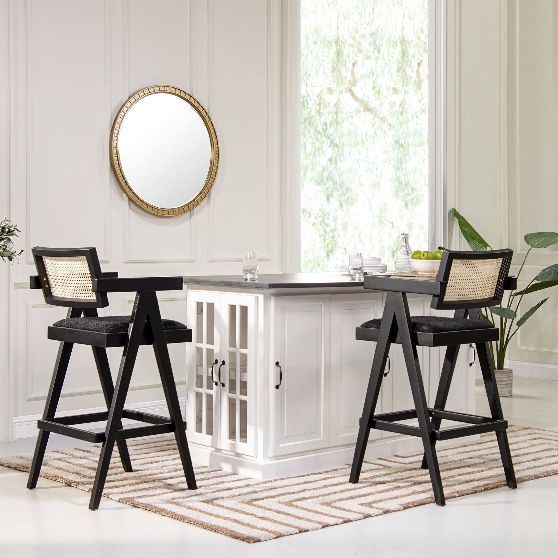 Milan - Modern Webbing Back Stool With Arms (Set of 3) Jennifer Taylor Home