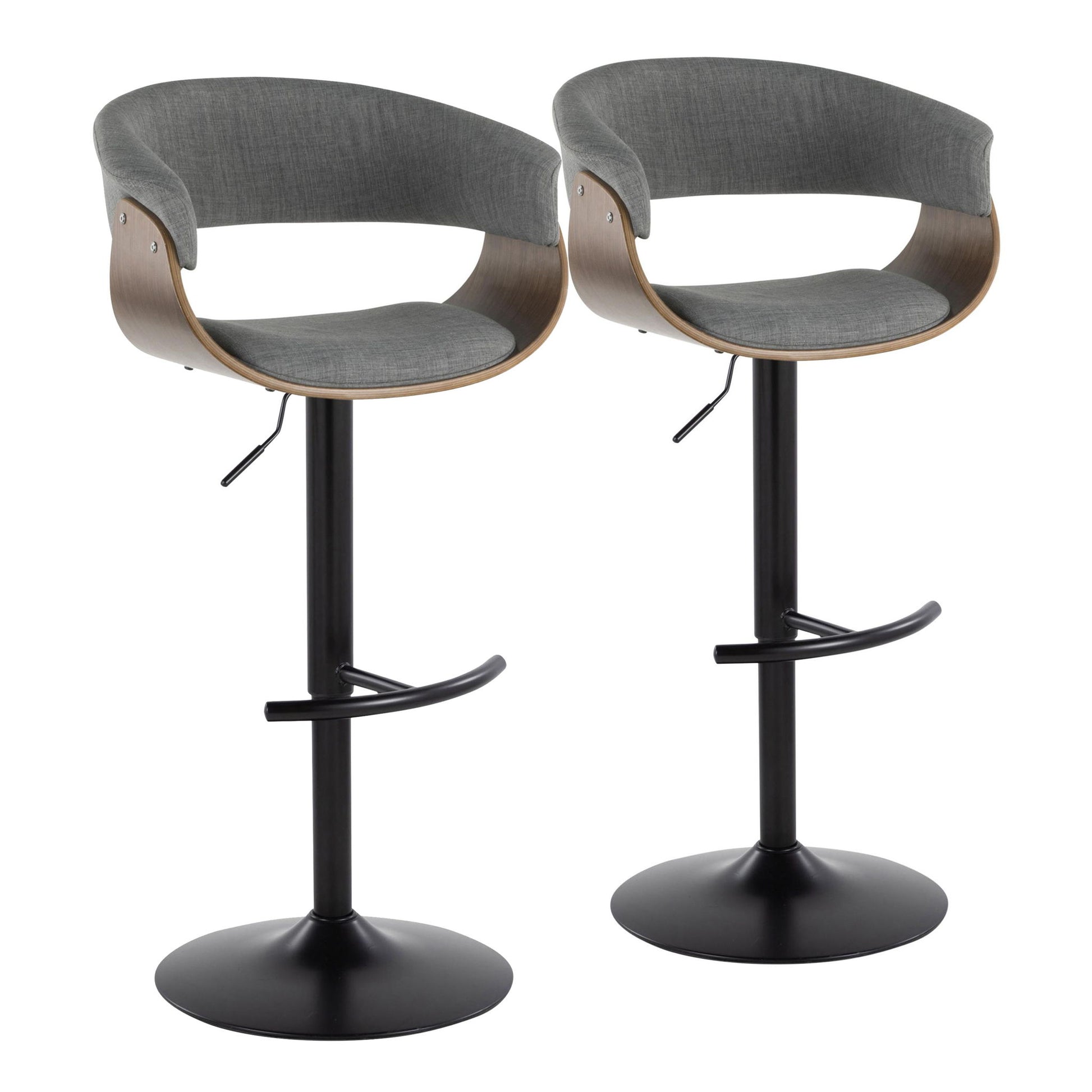 Vintage Mod - Mid Century Modern Adjustable Height Barstool With Swivel & Rounded T Footrest (Set of 2) Lumi Source