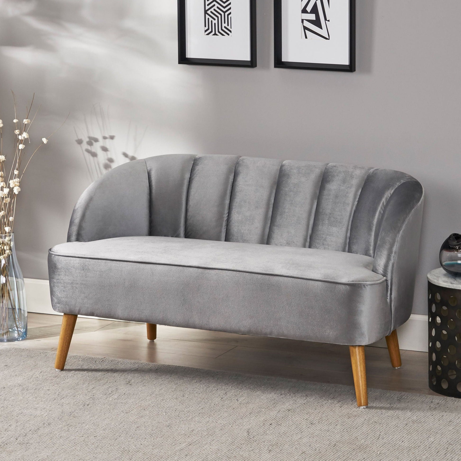 Modern Classic Shell Backed Loveseat Noble House