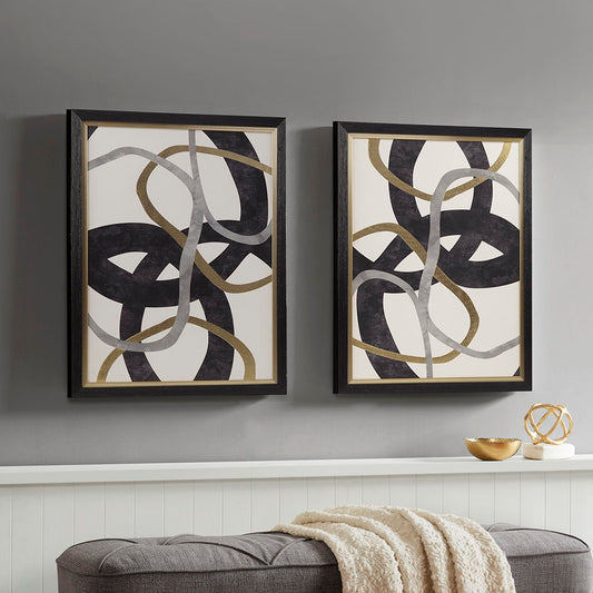 Moving Midas Abstract Framed Canvas (Set of 2) - Black