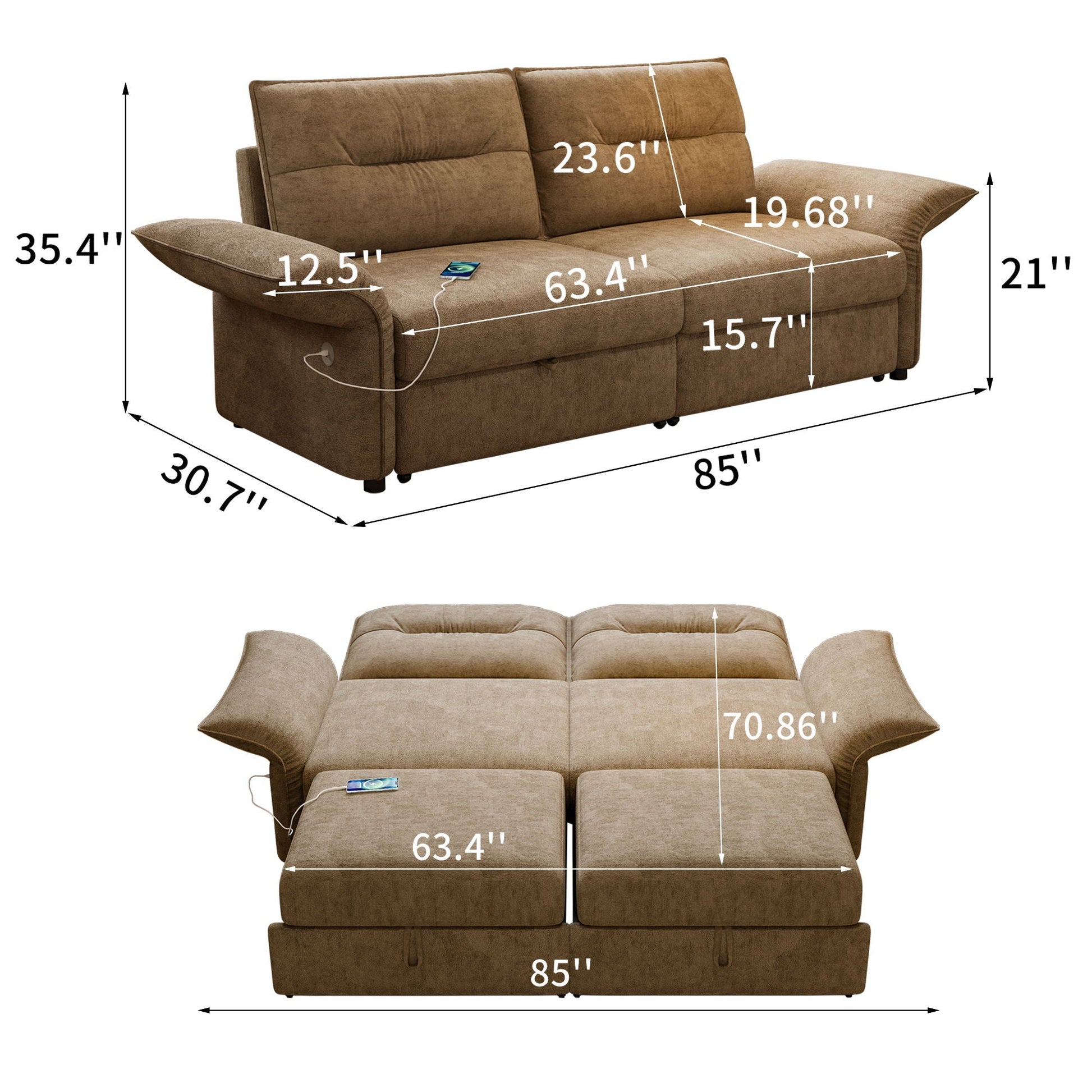 Sofa Bed With Convertible Design, Living Room Furniture Home Essentials