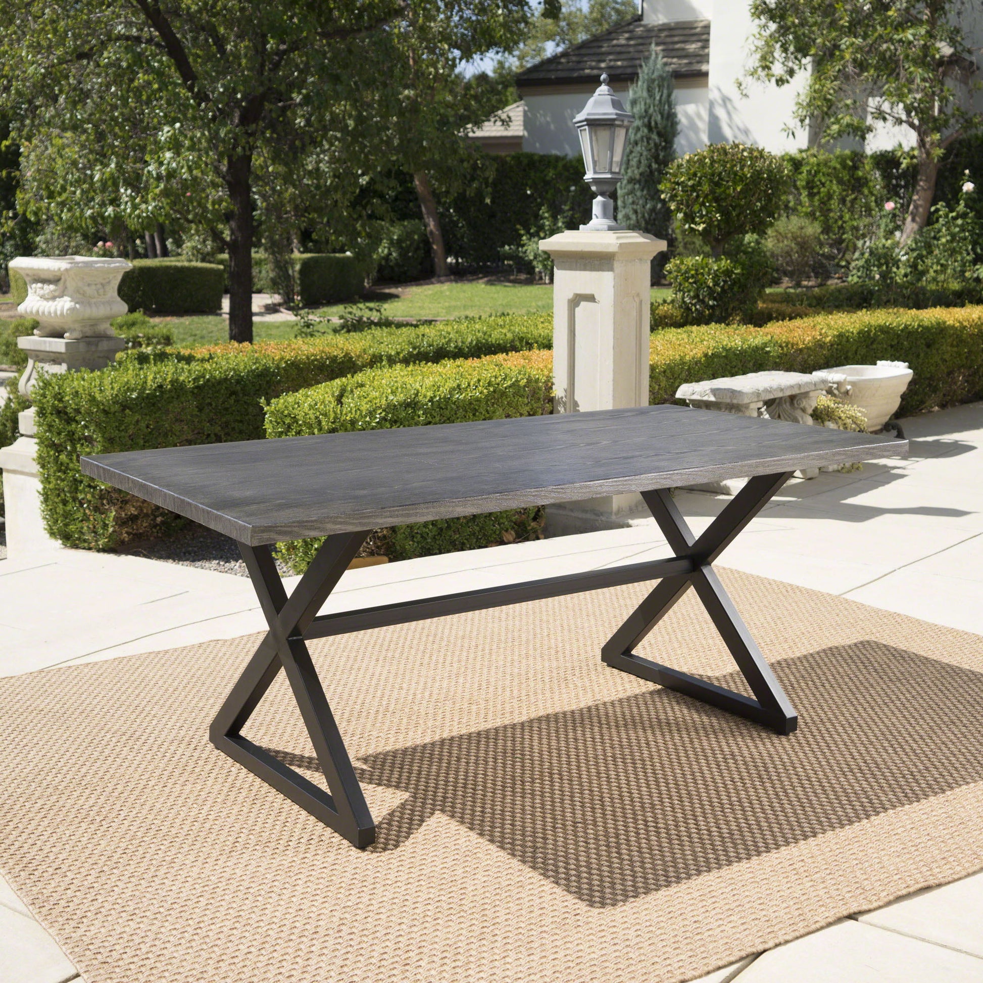 Rolando - Outdoor Aluminum Dining Table With Steel Frame Noble House