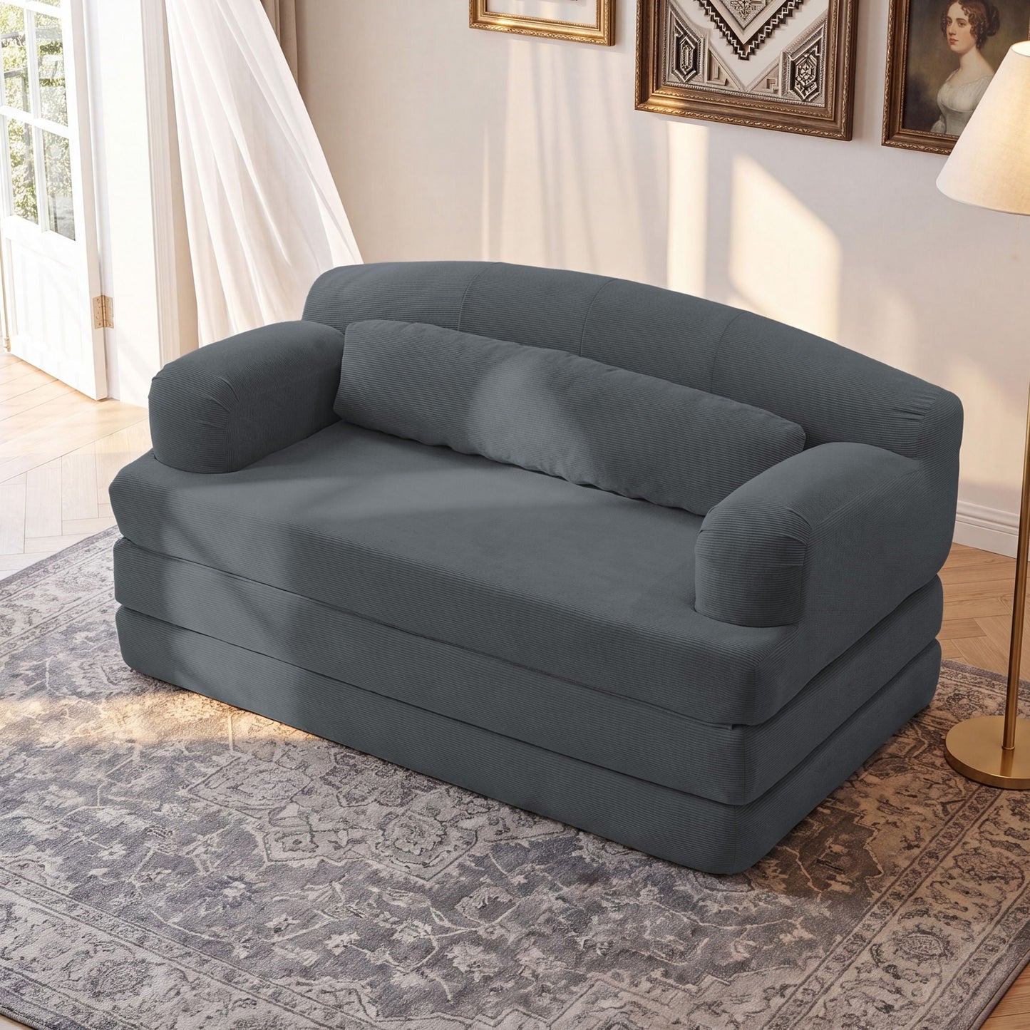 2 Seater Sofa Bed, Compact Foldable Floor Couch Home Essentials