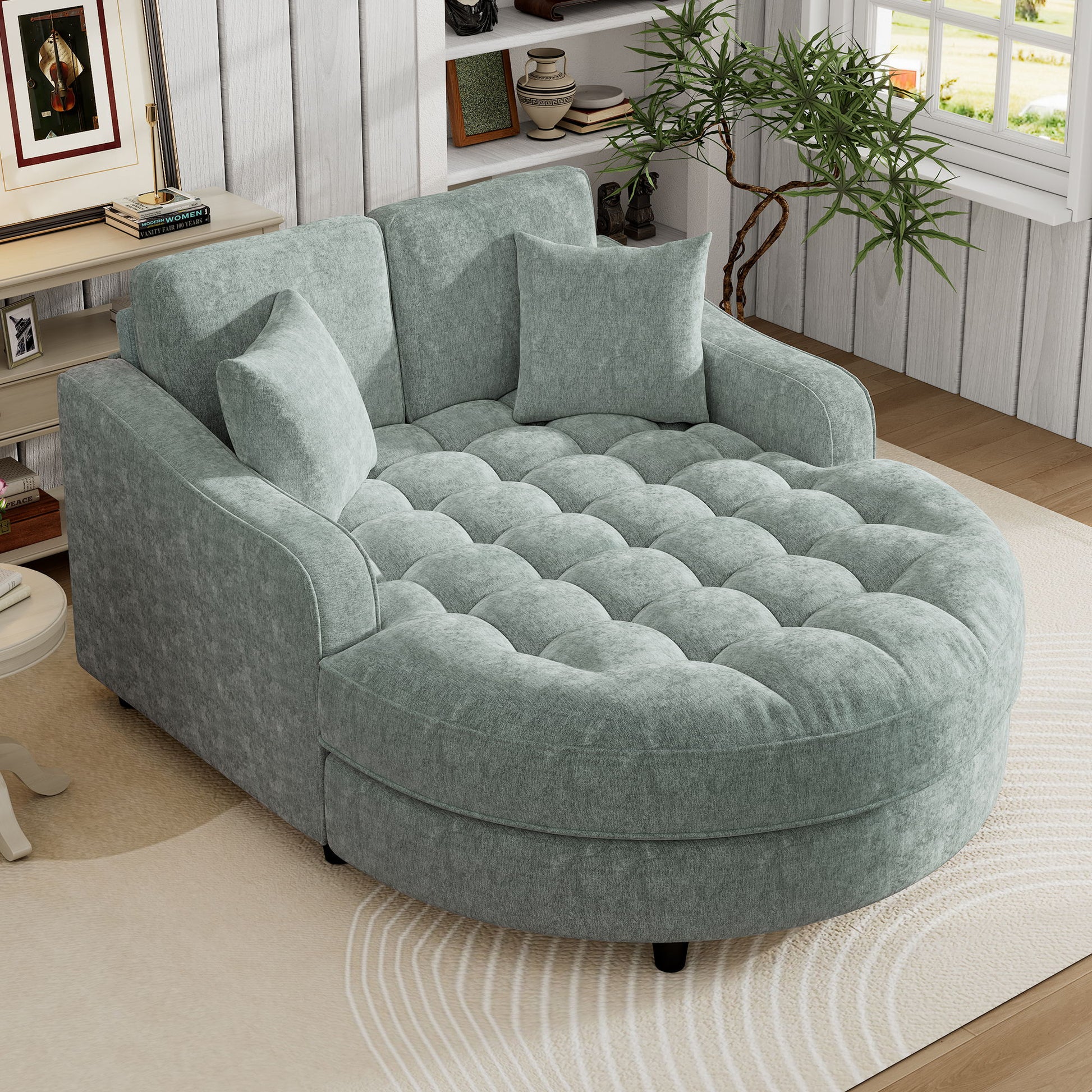 Modern Chaise Lounge Upholstered Sofa Couch With Tufted Seat And Detachable Pillows For Living Room Hearth and Haven