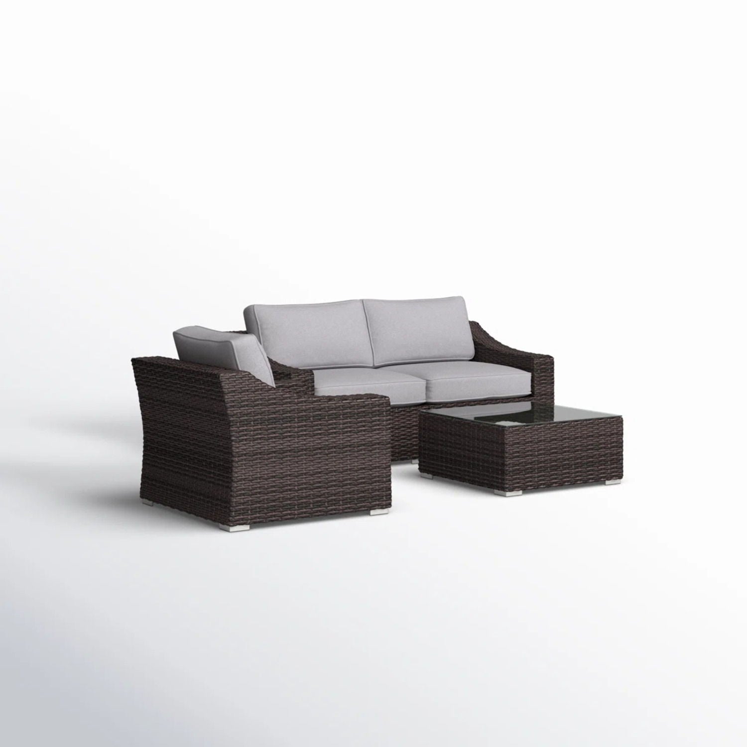 Outdoor Wicker Conversation Set With Cushions, All Weather LSI Patio Furniture