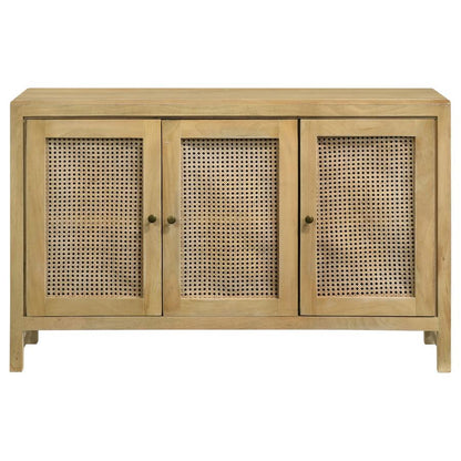 Zamora - Wood Accent Cabinet With Woven Cane CoasterEssence