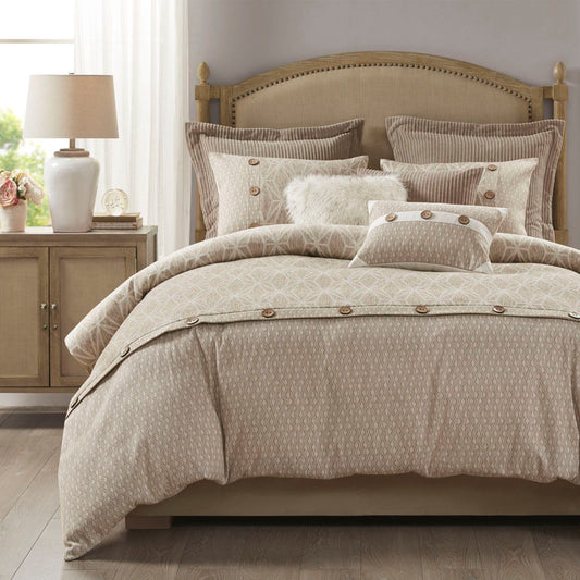 Grace 8 Piece Geometric Comforter Set - Taupe