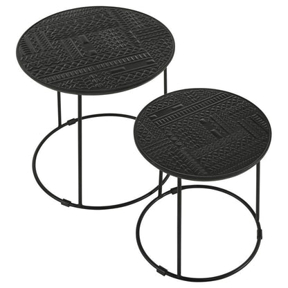 Loannis - 2 Piece Round Mango Wood Nesting Table - Matte Black CoasterEssence