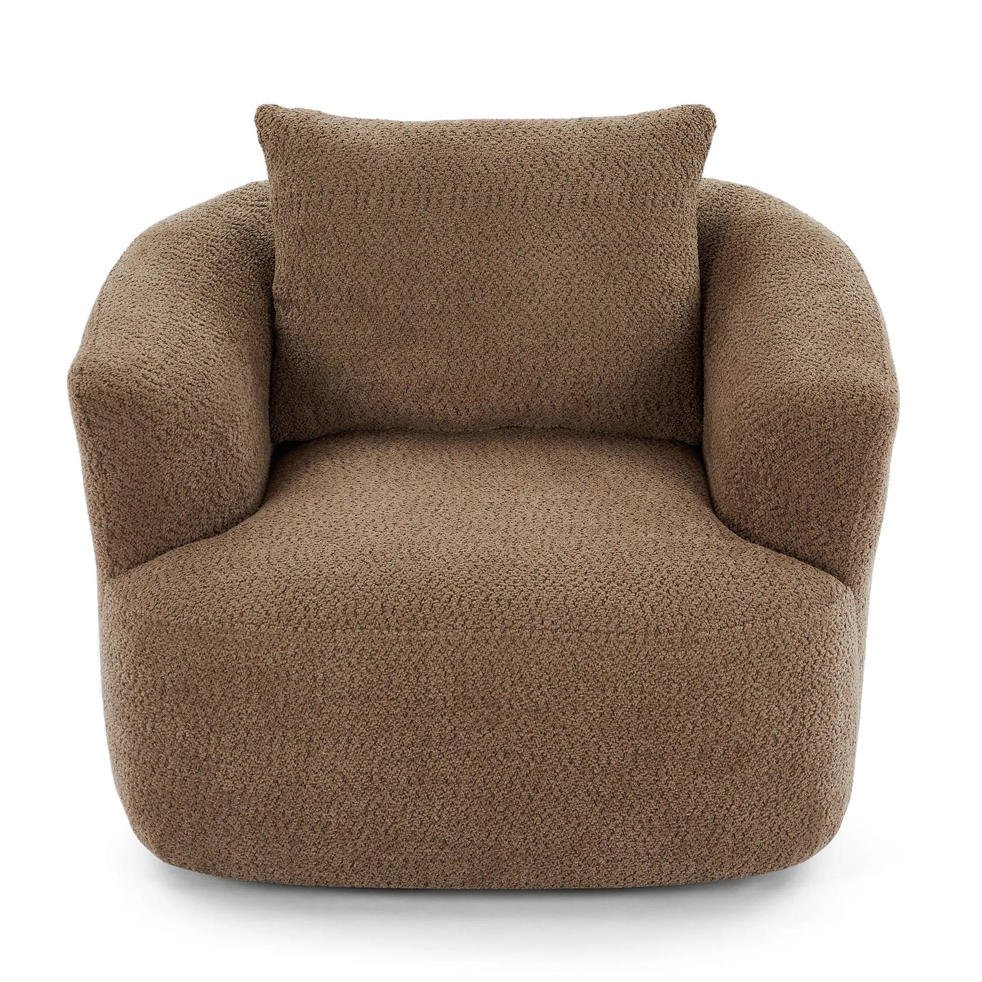 360° Swivel Barrel Sofa Chair With Throw Pillow, Chenille Upholstered Accent Chair Hearth and Haven