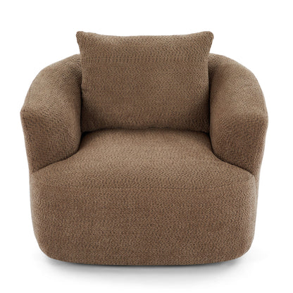 360° Swivel Barrel Sofa Chair With Throw Pillow, Chenille Upholstered Accent Chair Hearth and Haven