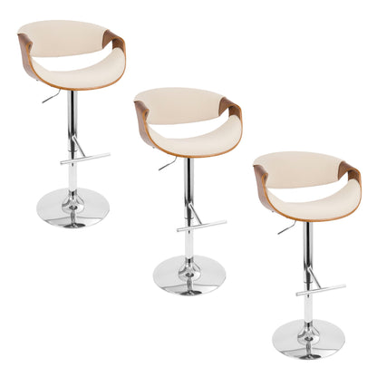 Curvo - Mid Century Modern Adjustable Barstool With Swivel With Straight T Footrest Lumi Source