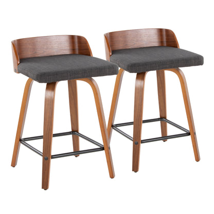 Maya - Mid Century Modern Fixed Height Counter StoolSwivel And Square Footrest (Set of 2) Lumi Source