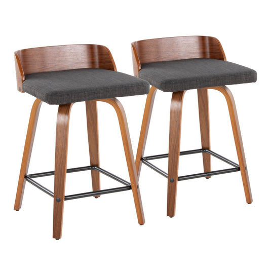 Maya - Mid Century Modern Fixed Height Counter StoolSwivel And Square Footrest (Set of 2) Lumi Source