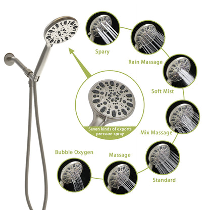 Multi Function Adjustable Hand Shower 7 Function Hand Shower, Wall Mounted - Brushed Nickel Daily Nest