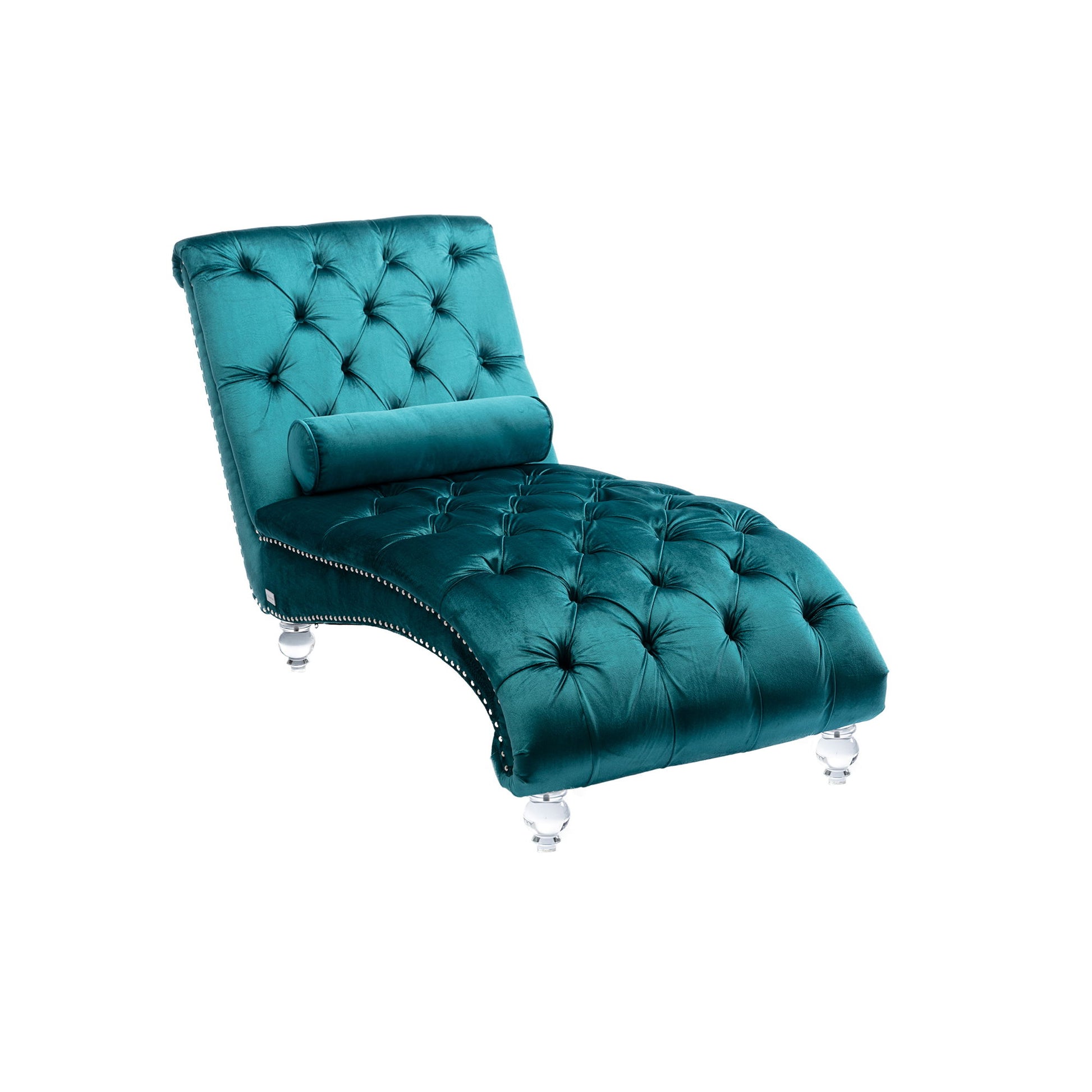 Velvet Chaise Lounge Indoor, Button Tufted Upholstered Chaise Lounge Chair With Pillow Home Essentials