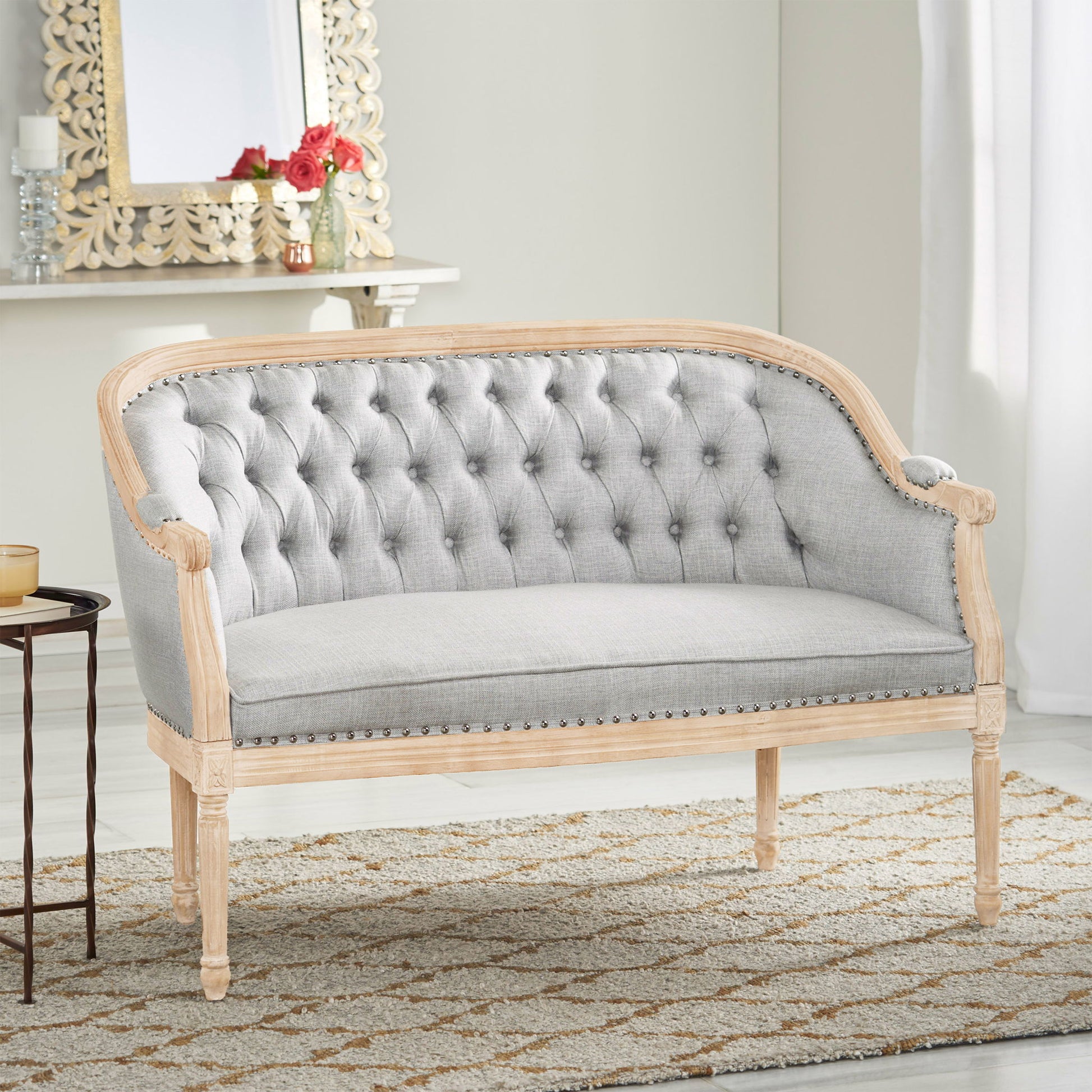 French Country Chesterfield Style Tufted Loveseat Noble House