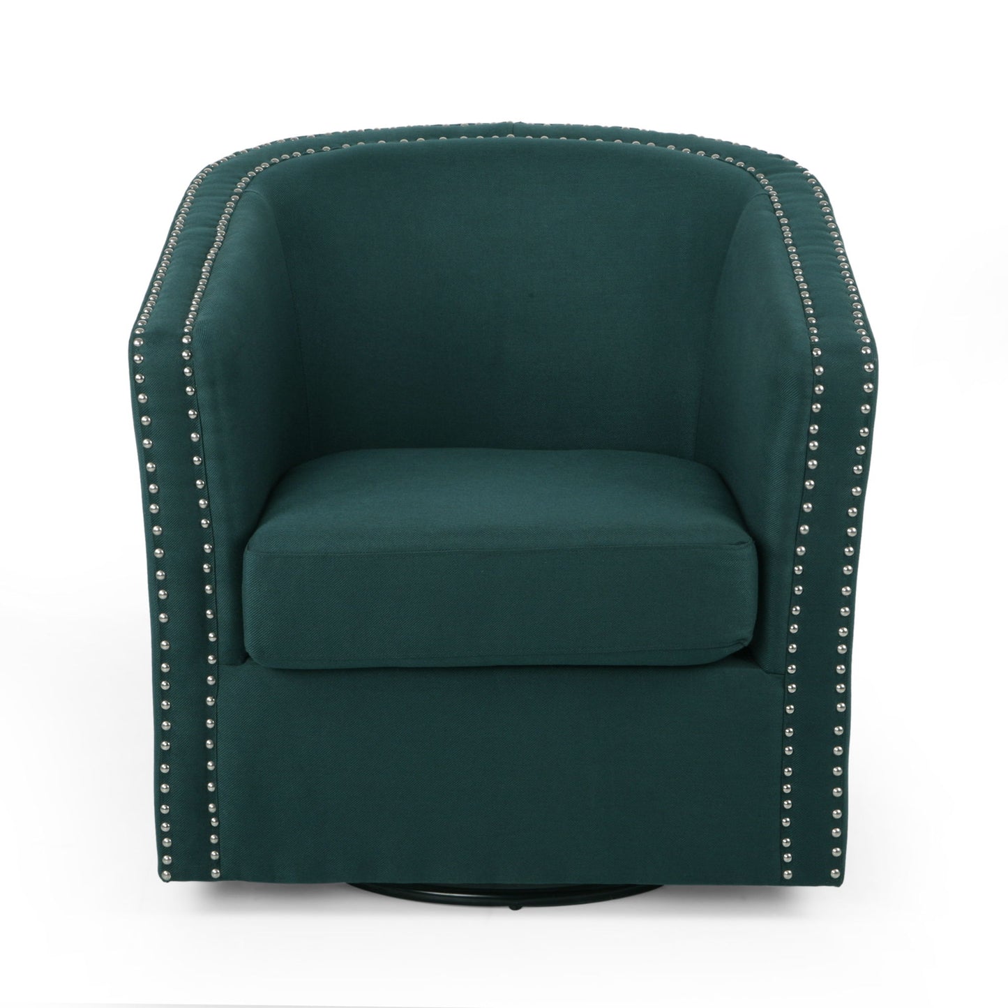 Modern Upholstered Swivel Club Chair With Nailhead Trim Noble House