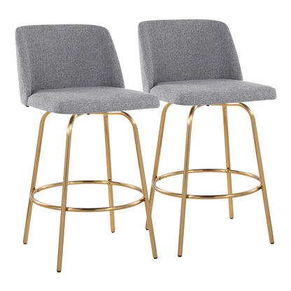 Toriano - Contemporary, Fixed Height Counter Stool With Swivel With Round Footrest (Set of 2) Lumi Source