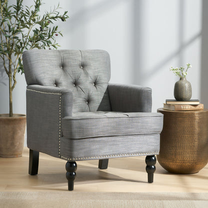 Harrison - Tufted Club Chair With Button Tufted Back And Birch Wood Legs Noble House
