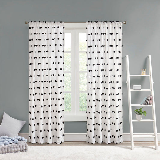 Sophie - Pom Pom Embellished Window Panel - Black Intelligent Design