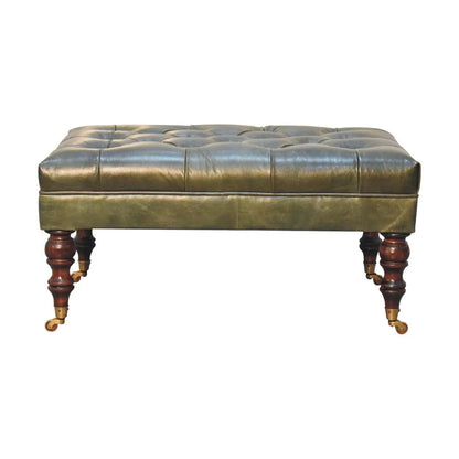 Buffalo - Leather Ottoman With Castor Legs Artisan Furniture