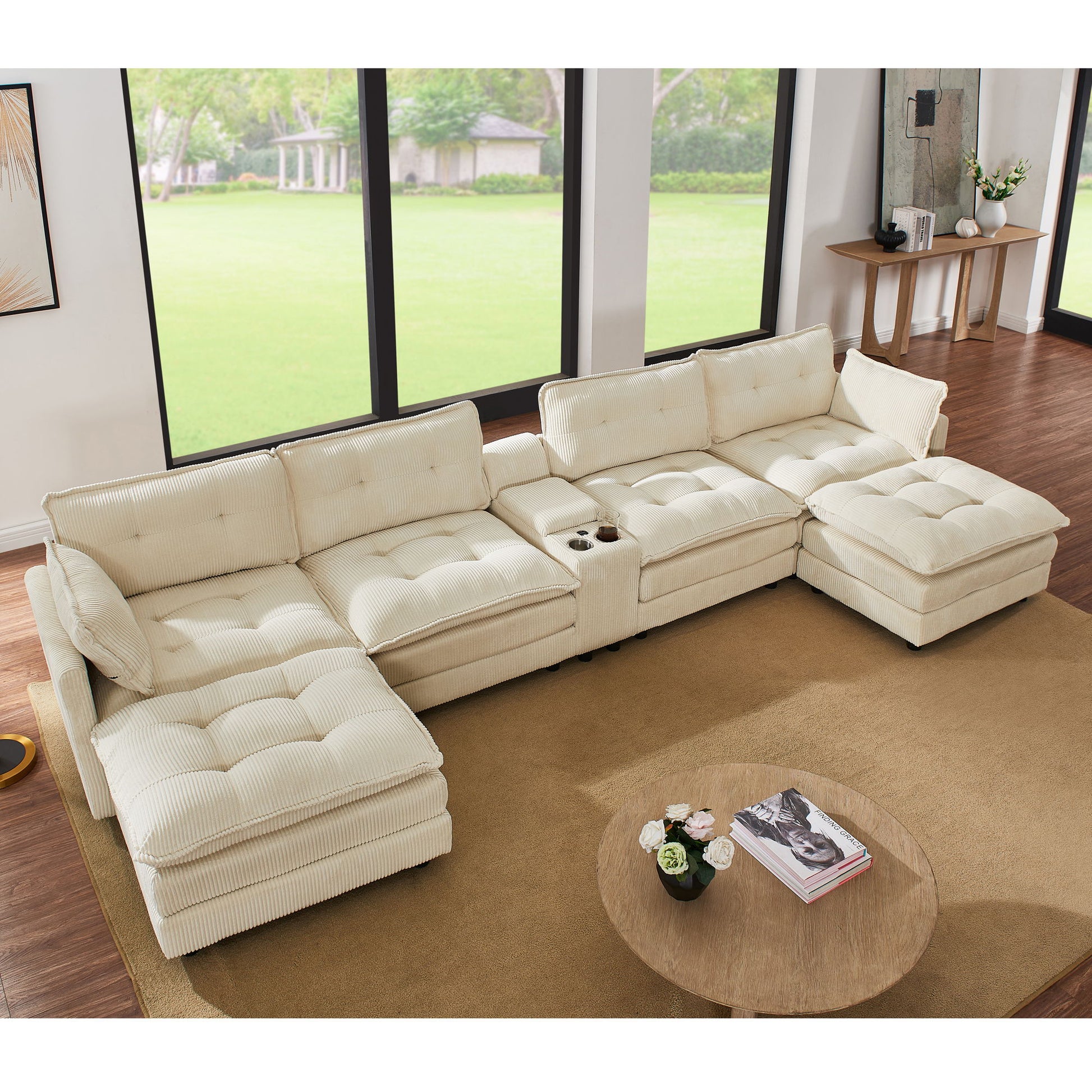 Oversized Modular Sectional Sofa With Multi Functional Console Home Essentials
