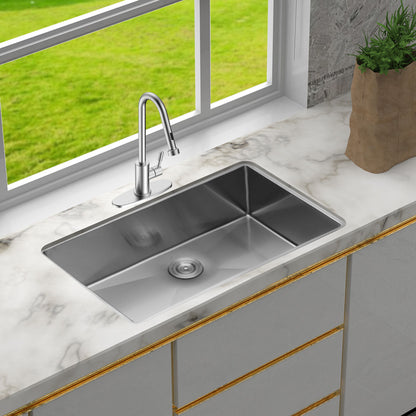 Undermount Stainless Steel Kitchen Sink, Deep Single Bowl Basin Daily Nest