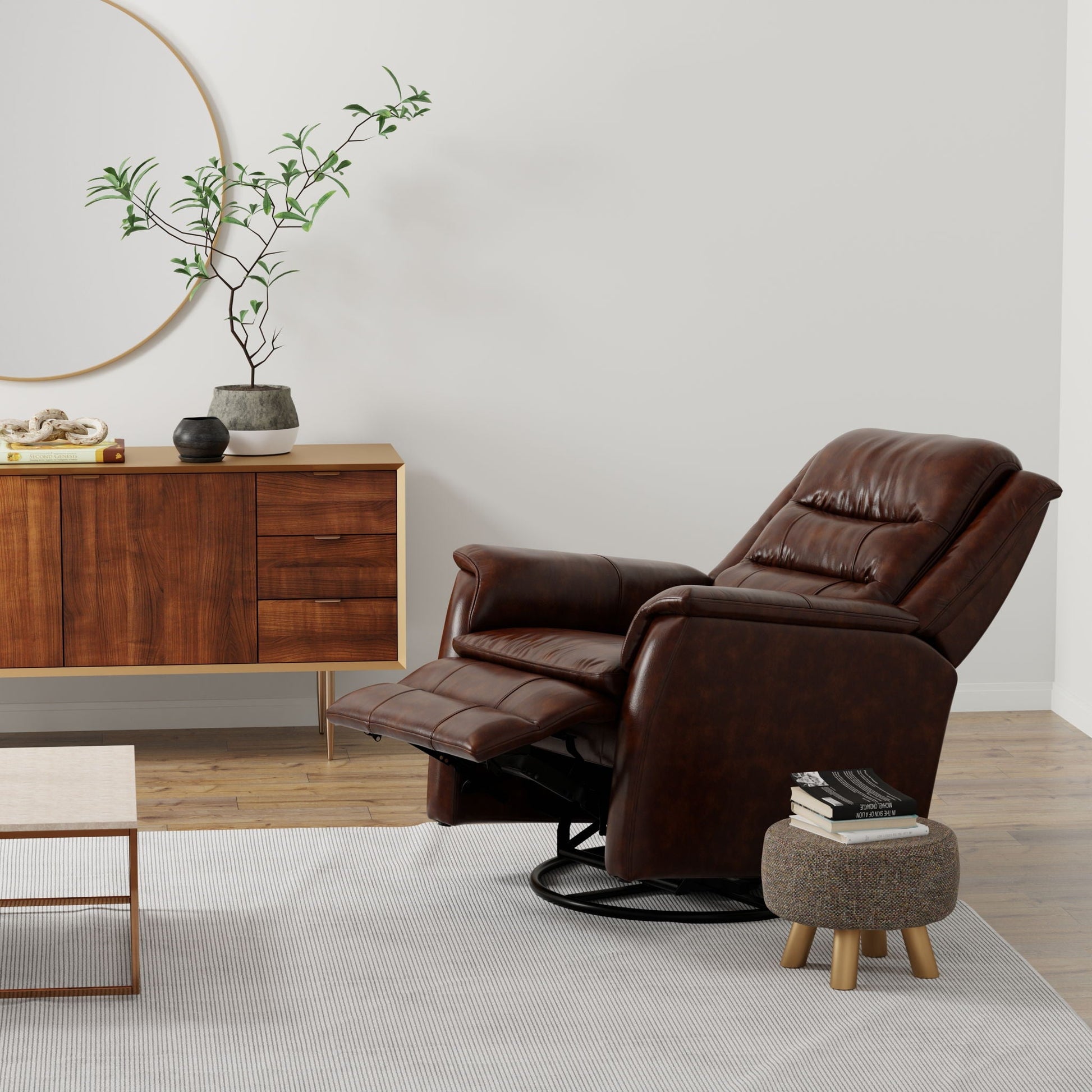 Swivel Recliner With Manual Adjustable Footrest Home Essentials