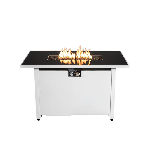 Outdoor 43" Rectangular Fire Pit Table With Adjustable Flame Control - White LSI Patio Furniture