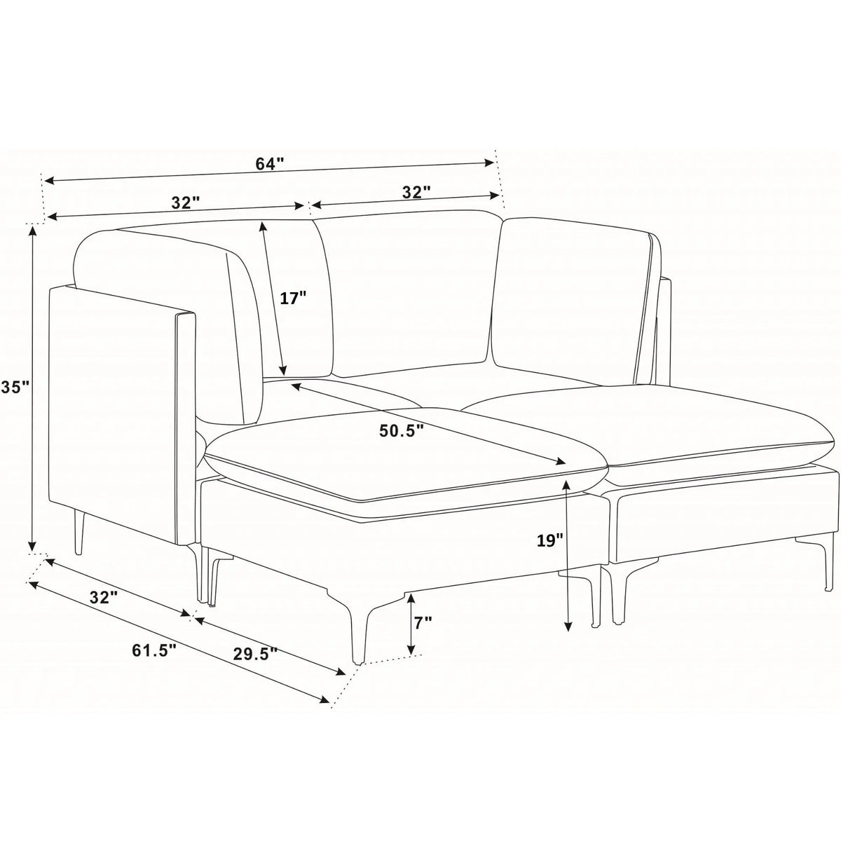 Upholstered Modular Sectional & Tall Legs Home Essentials